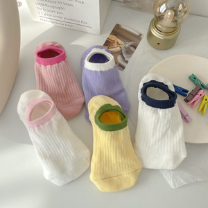 Women's Boat Socks Summer Thin Low Cut Non Slip Anti Slip Invisible Solid Color Casual Socks 5 Pairs Pack - Product Image 3