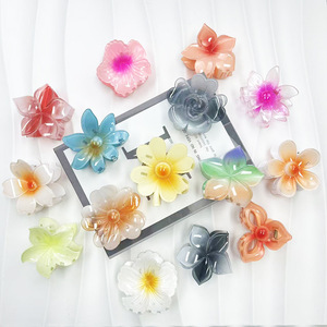 Pinzas de Pelo de Plástico Acrílico con Diseño de Flor y Tiburón, Color Caramelo, para Mujer y Niña, Venta al por Mayor, Ideal para Vacaciones y Turismo - Product Image 2