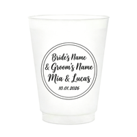 Gobelets de stade en plastique dépoli personnalisés pour la mariée, gobelet en PP incassable avec impression personnalisée de la date du mariage pour mariage et douche nuptiale