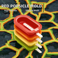 Moule en silicone simple écologique rouge personnalisé pour la maison Personnalisation gratuite de la crème glacée Popsicle Sticks Tool