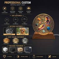 Veilleuse en cristal 3D gravée au laser avec base en plastique LED, décoration de chambre, cadeau