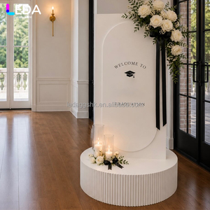 LEDA Factory Custom Modern Style Indoor Outdoor Supplies <b>White</b> <b>Acrylic</b> Wedding Backdrop Small Welcome Background Wall - Product Image 3