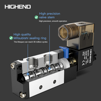 HIGHENDPC 4V210-08 Katup Solenoid Pneumatik 5/2 Arah DC24V AC220V Single Coil Pilot Katup Kontrol Arah Paduan Aluminium