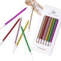Bougies d'anniversaire personnalisées, design électroplaqué, chiffres fins allongés en forme de crayon, flammes colorées, bougie dorée en forme d'ours incurvé