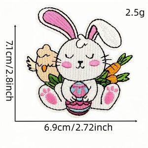 Vente chaude, accessoires décoratifs de vacances mignons de dessin animé, patchs brodés à repasser en forme d'œuf de lapin pour Pâques - Product Image 5