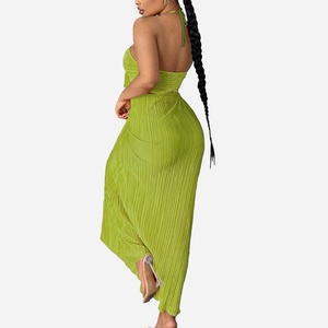 Vestidos de Mujer al por Mayor, Ecológicos, Personalizables, con Cierre Cruzado en Contraste, sin Espalda, con Botones - Product Image 4