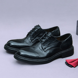 Zapatos formales de negocios de cuero nuevos para hombre, zapatos de cuero genuino para hombre, de una sola pieza, estilo Oxford inglés para hombre - Product Image 3