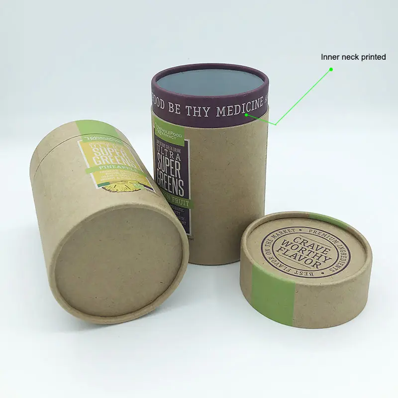 Biodegradable eco friendly food grade kraft cardboard cylinder box tea paper tube packaging