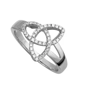 Wholesaling 3 In 1 925 Sterling Silver Triquetra Celtic Knot Ring Women Jewellery