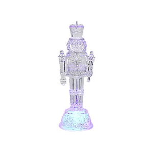 High Quality Christmas Decoration Mini Christmas Figurines Led Lighting Transparent Plastic Christmas Soldier Hanging Ornament