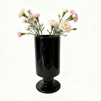 Vase cylindrique en verre écologique noir sur piédestal, centre de table floral moderne pour Pâques, Noël, table de salle à manger, mariage, décoration intérieure