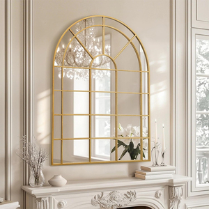 Grande <span class=keywords><strong>Specchio</strong></span> ad Arco Dorato Decorazione Murale Stile Fattoria, <span class=keywords><strong>Specchio</strong></span> Decorativo a Griglia per <span class=keywords><strong>Ingresso</strong></span>, Corridoio, Soggiorno - Product Image 3