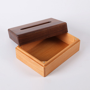 Caja de pañuelos de madera maciza, diseño moderno con empalmes de haya y nogal para uso en el hogar y la oficina - Product Image 2