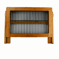 Furet en bambou antidérapant empilable, nouveau meuble de cuisine à 2 niveaux, organisateur, porte-assiette en métal noir
