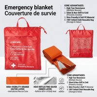 Couverture Thermique Réutilisable en Film PE OEM 130*210CM, Couverture de Premiers Secours d'Urgence avec Sac de Transport Portable