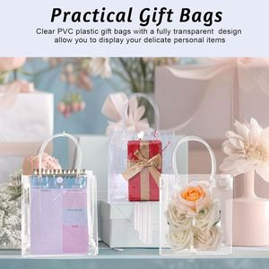 Custom Logo <b>Plastic</b> Clear <b>Tote</b> Bags 10 X 10 X 4 Inch Stadium Approved Gift Bag with Handles for Women Sports Work Travel - Product Image 5