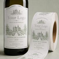 Étiquettes de bouteille de vin personnalisées avec logo de la société Vin, impression en relief, estampage à chaud en feuille d'or, papier texturé, rouge