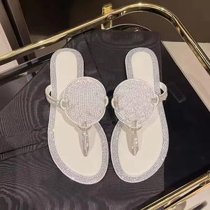 Sandalias de Verano de Diseño con Pedrería, Punta Abierta, Estilo <span class=keywords><strong>Chanclas</strong></span>, para Mujer, Casuales, de Playa, con Suela Plana - Product Image 4