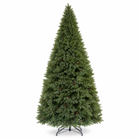 4,5m Vorbeleuchteter LED-Weihnachtsbaum PE-PVC Gemischter Kunstbaum mit Tannenzapfen und Beeren für Feiertags-, Heim- und Hoteldekoration