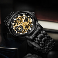 Montre mécanique automatique pour homme, style business, dorée, de bonne qualité et à prix abordable