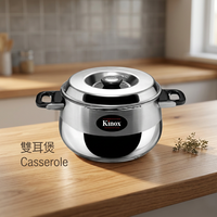 Casserole en acier inoxydable 304 avec base à induction et couvercle