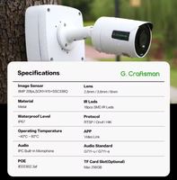 Cámara de Seguridad IP Tipo Bala POE GA-GFI-M8SS(AG) 4K 8MP, Fábrica China, Sensor Sony IMX415, Sistema NVR, Detección de Movimiento y Audio