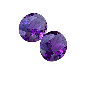 Par de Gemas Sueltas de Amatista Sintética, Corte Brillante, Facetadas, Color Púrpura Calibrado, Alta Calidad, con Efecto de Cambio de Color, para Anillos, Colgantes y Pendientes - Product Image 5