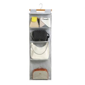 Clear Closet Hanging Handbag Organizer with Zippers Bag Purse <b>Storage</b> Holder Over the Door <b>Space</b> <b>Saving</b> Shelf Pocket - Product Image 1