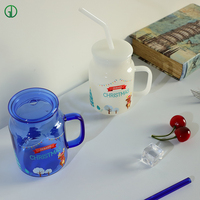 Tasse en verre colorée Offre Spéciale avec couvercle cadeau d'affaires créatif Logo personnalisé tasses à boire résistantes à la chaleur tasse en verre avec poignée