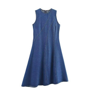 Vestido Vaquero Largo sin Mangas con Botones, Elegante, Vintage, Casual, Ecológico y Transpirable para <span class=keywords><strong>Mujer</strong></span>, Venta al por Mayor de Fábrica - Product Image 1