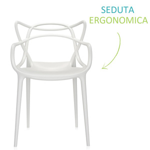 Sedie Maestro in Polipropilene con Schienale e Braccioli Intrecciati, 53x52x81 cm, Ergonomiche con Piedini in Gomma Antigraffio - Product Image 3