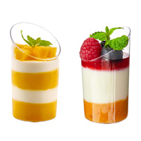 Vente en gros 3oz clair PS en plastique tasse inclinée élégante mousse pouding yaourt dessert présentoir