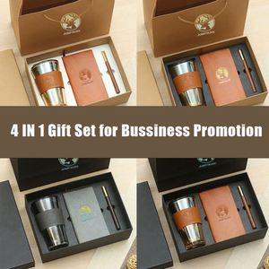 Customised Promotional Business Corporate Gifts Sets Pofeis Brand PU Leather Handmade Embossed Notebook Pen Coffee Gifts Set - Product Image 3