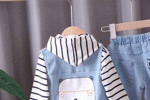 Ropa de Boutique para Niñas Otoño, Sudadera Lisa, Chaleco, Jeans, Conjunto Vaquero Infantil - Product Image 3