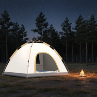 Tente familiale d'intérieur à ouverture instantanée, 2 portes, revêtement argenté, stable, imperméable (1000-1500mm), anti-UV/vent/moustiques, grand espace