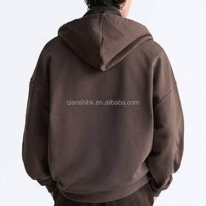 Hoodies Unisexe Haute Qualité Puff Print Hoodies Double Zipper Drop Shoulder Fleece Heavyweight Vintage Oversized Zip up Hoodie - Product Image 5