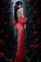 Robe de scène de luxe personnalisée Ocstrade en maille rouge ornée de strass, épaules dénudées, fleurs 3D, perles, franges, tenue de performance pour chanteuse