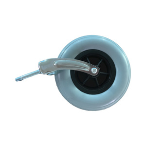 8 Inch Pu Fat <b>Wheel</b> With Front Fork For Wheelchair <b>Replacement</b> Parts - Product Image 3