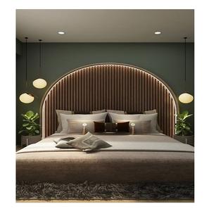 Muebles de Dormitorio Modernos de Fábrica, Venta Caliente, Tamaño Estándar, Diseño de Tela y Madera Maciza, Tallados a Mano, Ecológicos, para Hotel - Product Image 4