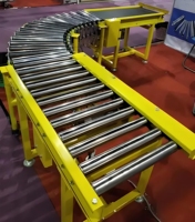 Convoyeur à rouleaux industriel à gravité à sortie à 90 degrés en acier inoxydable robuste, convoyeur électrique à rouleaux