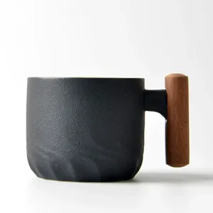 Tazza <span class=keywords><strong>da</strong></span> Caffè in Ceramica Blu con Manico in Legno Retrò, Tazza <span class=keywords><strong>da</strong></span> Tè con Filtro, Tazza per Acqua <span class=keywords><strong>da</strong></span> Ufficio, Tazza <span class=keywords><strong>da</strong></span> Caffè con Smalto Sfumato in Tinta Unita - Product Image 6