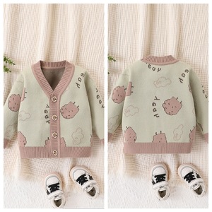 Dos desenhos animados malha cardigan camisola para infantil e criança meninas quente e respirável com botão-Up Design para a primavera e outono - Product Image 6