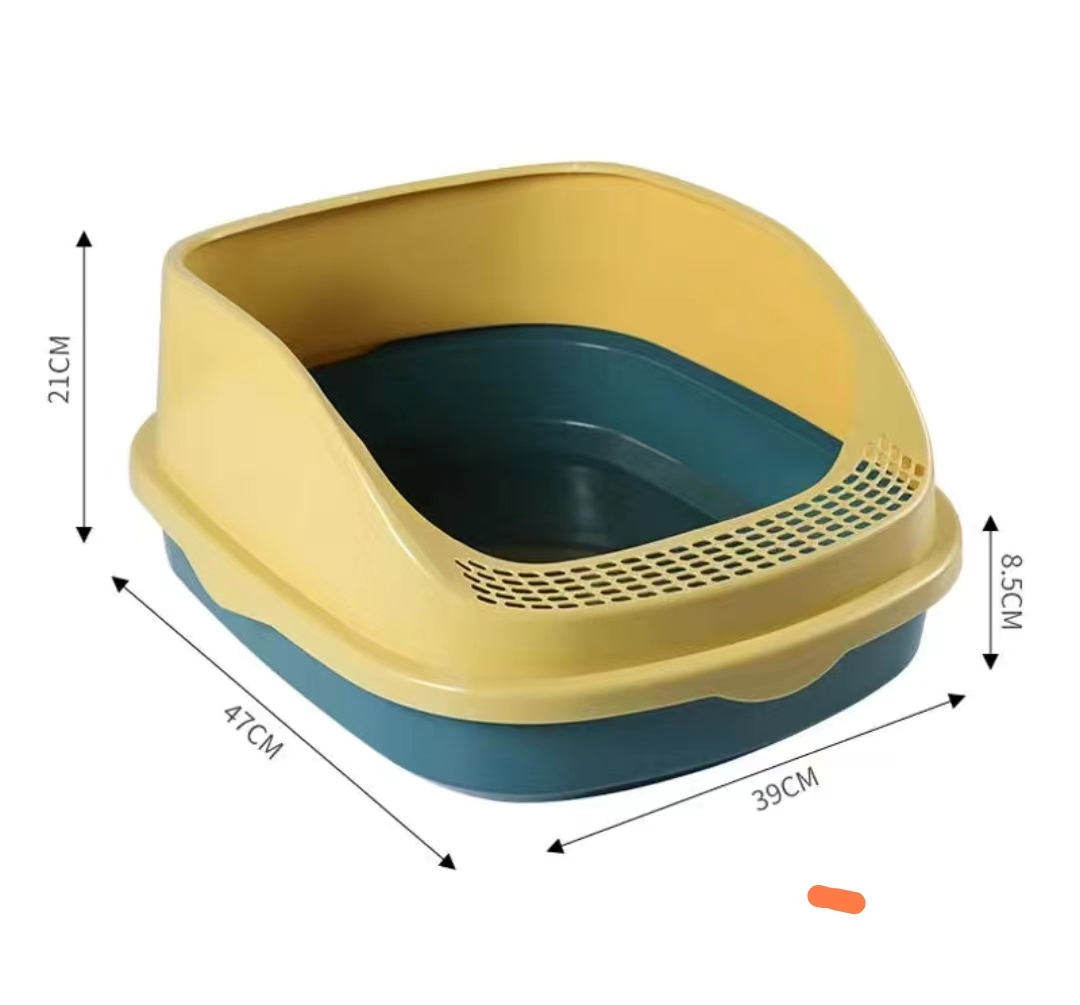 Amazon Hot Selling Multi Color Semi-Enclosed Detachable High Fence Spatter Proof Cat Litter Box For Pet Cat