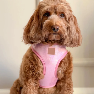 사용자 정의 럭셔리 브랜드 로고 애완 동물 액세서리 핑크 반짝 반짝이 전신 개 하네스 세트 패션 스타일 맞춤 목걸이 - Product Image 6