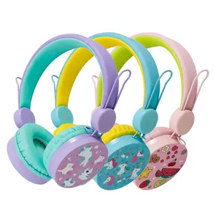 Foldable Kids Headsets Stereo Wired Gaming Headphones with Microphone 85dB Limited Volume Over ear Earphone 2022