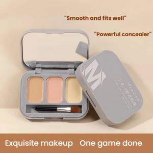 Palette de correcteur liquide tricolore pour le maquillage, couvrant les taches, les marques d'acné, les cernes, modifiant les sillons lacrymaux, les plis nasogéniens, unisexe - Product Image 3