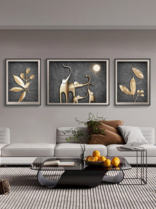 Peinture décorative <span class=keywords><strong>murale</strong></span> en métal éléphant, style moderne et luxueux, abstrait, pour <span class=keywords><strong>salon</strong></span>, fond de canapé, haute qualité, motif triple cerf - Product Image 2