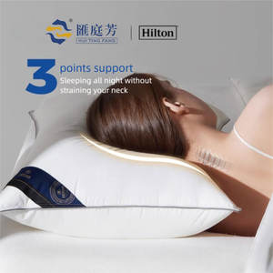 Personnalisez l'oreiller de <span class=keywords><strong>plume</strong></span> d'oie blanche d'hôtel oreiller de sommeil d'hôtel 5 étoiles avec la couverture 100% de coton pour le sommeil de lit - Product Image 4