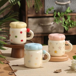 Novelty Milk Tea Cup Cute Ceramic Coffee Mug with Lid for Girls - Product Image 2