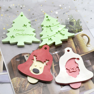 Molde <span class=keywords><strong>de</strong></span> jabón y velas navideñas DIY, para resina epoxi cristalina, con diseños <span class=keywords><strong>de</strong></span> ciervo, árbol, etiqueta colgante con orificio, fondant para pasteles, adornos navideños, campana, alce y herramientas para colgantes - Product Image 1
